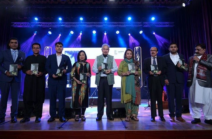 Sambara Events book launch on stage, Dubai